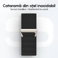 Curea Nailon Alpine Loop compatibila cu Apple Watch Ultra 2/Ultra/SE/9/8/7/6/5/4/3/2/1 - 38/40/41MM CASEY STUDIOS, Ajustabila, Respirabila Negru