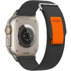 Curea Nailon Trail compatibila cu Apple Watch SE/9/8/7/6/5/4/3/2/1 - 42/44/45/49MM CASEY STUDIOS, Ajustabila, Respirabila, Material Textil Casey Negru Inchis
