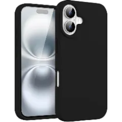 Husa iPhone 16 Plus Casey Studios Premium Soft Silicone, de Protectie, Slim, pentru Incarcare Wireless, Margini Ridicate pentru Protectia Ecranului si a Camerelor Negru 