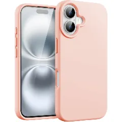 Husa iPhone 16 Plus Casey Studios Premium Soft Silicone, de Protectie, Slim, pentru Incarcare Wireless, Margini Ridicate pentru Protectia Ecranului si a Camerelor Pink Sand