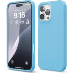Husa iPhone 16 Pro Max Casey Studios Premium Soft Silicone, de Protectie, Slim, pentru Incarcare Wireless, Margini Ridicate pentru Protectia Ecranului si a Camerelor Cadet Blue