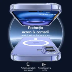 Husa MagSafe pentru iPhone 16, CASEY STUDIOS, de Protectie, Slim, pentru Incarcare Wireless, Margini Ridicate pentru Protectia Ecranului si a Camerelor Transparent