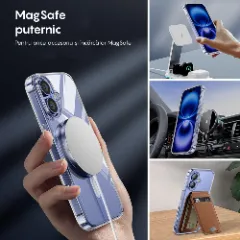 Husa MagSafe pentru iPhone 16, CASEY STUDIOS, de Protectie, Slim, pentru Incarcare Wireless, Margini Ridicate pentru Protectia Ecranului si a Camerelor Transparent