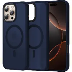 Husa MagSafe pentru iPhone 16 Pro Max, CASEY STUDIOS, de Protectie, Slim, pentru Incarcare Wireless, Margini Ridicate pentru Protectia Ecranului si a Camerelor Albastru