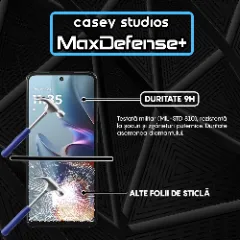 Folie Sticla CASEY STUDIOS pentru Motorola Moto E15, Full Glue, Sticla Securizata, Duritate Militara, Ultra HD, Protectie Profesionala Ecran 3D, Anti Zgarieturi, Anti Socuri Transparent