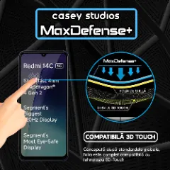 Folie Sticla CASEY STUDIOS pentru Xiaomi Redmi 14C 5G, Full Glue, Sticla Securizata, Duritate Militara, Ultra HD, Protectie Profesionala Ecran 3D, Anti Zgarieturi, Anti Socuri Transparent