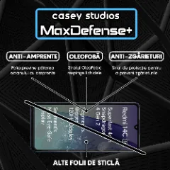 Folie Sticla CASEY STUDIOS pentru Xiaomi Redmi 14C 5G, Full Glue, Sticla Securizata, Duritate Militara, Ultra HD, Protectie Profesionala Ecran 3D, Anti Zgarieturi, Anti Socuri Transparent
