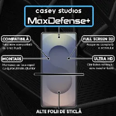Folie Sticla CASEY STUDIOS pentru Samsung Galaxy S25 Ultra, Full Glue, Sticla Securizata, Duritate Militara, Ultra HD, Protectie Profesionala Ecran 3D, Anti Zgarieturi, Anti Socuri Transparent