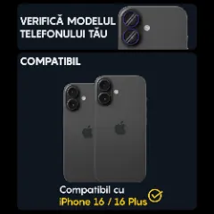 Folie Protectie Lentile Camera pentru Apple iPhone 16 / Apple iPhone 16 Plus, CASEY STUDIOS™ MaxDefense+, Ultra HD, Protectie Profesionala Camere 3D, Anti Amprente, Anti Zgarieturi, Anti Socuri Mov inchis