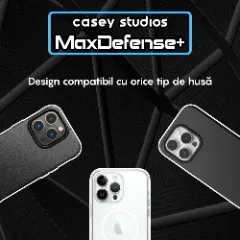 Set 2x Folie Sticla Camera pentru Apple iPhone 16 Pro Max / 16 Pro, CASEY STUDIOS™ MaxDefense+, Protectie Securizata, Duritate 9H, Full Cover, Anti Zgarieturi, Ultra HD, Protectie Profesionala Camere 3D, Anti Zgarieturi, Anti Socuri Transparent