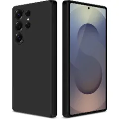 Husa CASEY STUDIOS compatibila cu Samsung Galaxy S25 Ultra, Soft Silicone Premium, Microfibra in Interior, pentru Incarcare Wireless, Margini Ridicate pentru Protectia Ecranului si a Camerelor Negru