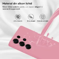 Husa CASEY STUDIOS compatibila cu Samsung Galaxy S25 Ultra, Soft Silicone Premium, Microfibra in Interior, pentru Incarcare Wireless, Margini Ridicate pentru Protectia Ecranului si a Camerelor Roz