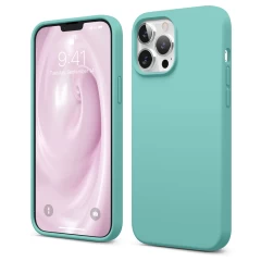 Husa iPhone 13 Pro Max Casey Studios Premium Soft Silicone - Nectarine Turqoise 
