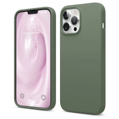 Husa iPhone 13 Pro Max Casey Studios Premium Soft Silicone - Nectarine Webster Green 