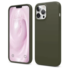 Husa iPhone 13 Pro Max Casey Studios Premium Soft Silicone - Nectarine Army Green 