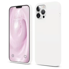 Husa iPhone 13 Pro Max Casey Studios Premium Soft Silicone - Nectarine Alb 
