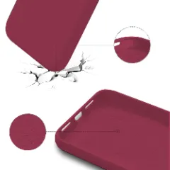 Husa CASEY STUDIOS™ pentru iPhone 13 Mini, Soft Silicone Premium, Microfibra in Interior, de Protectie, Ultra Slim, pentru Incarcare Wireless, Margini Ridicate pentru Protectia Ecranului si a Camerelor Burgundy