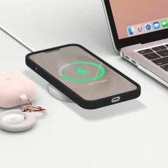 Husa CASEY STUDIOS™ pentru iPhone 13 Mini, Soft Silicone Premium, Microfibra in Interior, de Protectie, Ultra Slim, pentru Incarcare Wireless, Margini Ridicate pentru Protectia Ecranului si a Camerelor Negru