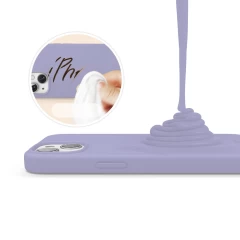 Husa CASEY STUDIOS™ pentru iPhone 13 Mini, Soft Silicone Premium, Microfibra in Interior, de Protectie, Ultra Slim, pentru Incarcare Wireless, Margini Ridicate pentru Protectia Ecranului si a Camerelor Light Lilac