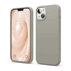Husa CASEY STUDIOS™ pentru iPhone 13 Mini, Soft Silicone Premium, Microfibra in Interior, de Protectie, Ultra Slim, pentru Incarcare Wireless, Margini Ridicate pentru Protectia Ecranului si a Camerelor Gray 