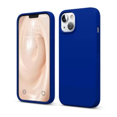 Husa CASEY STUDIOS™ pentru iPhone 13 Mini, Soft Silicone Premium, Microfibra in Interior, de Protectie, Ultra Slim, pentru Incarcare Wireless, Margini Ridicate pentru Protectia Ecranului si a Camerelor Dark Blue 