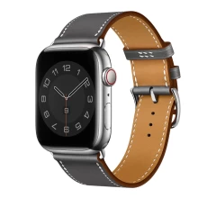 Curea Apple Watch 1/2/3/4/5/6/7/8/SE - 38/40/41 MM Elegant Leather Casey Studios Casey Studios - Orange Dark Gray 