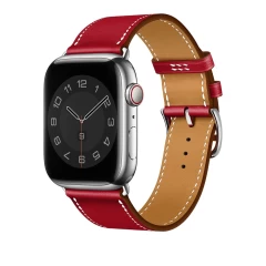 Curea Apple Watch 1/2/3/4/5/6/7/8/SE/Ultra - 42/44/45/49 MM Elegant Leather Casey Studios Casey Studios - Orange Red 