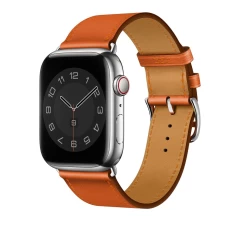 Curea Apple Watch 1/2/3/4/5/6/7/8/SE/Ultra - 42/44/45/49 MM Elegant Leather Casey Studios Casey Studios - Orange Orange