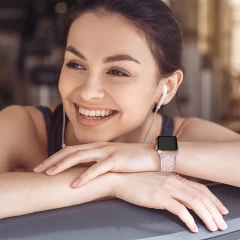 Curea Apple Watch 1/2/3/4/5/6/7/8/SE/Ultra - 42/44/45/49 MM - S /m - Sport Loop Casey Studios Casey Studios - Light Pink/white Light Pink/white