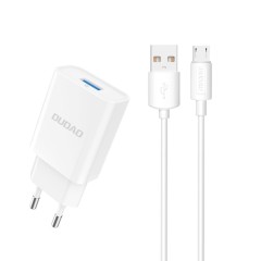 Set Incarcator Priza Quick Charge Dudao 1x USB 3.0 + Cablu Micro-USB 2.4A, A3EU- Alb - Alb