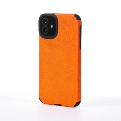 Husa iPhone 11 Casey Studios Grained Leather - Portocaliu Portocaliu