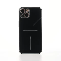 Husa iPhone 13 Casey Studios Metalines - Roz Negru 