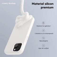 Husa iPhone 14 Casey Studios Premium Soft Silicone Alb