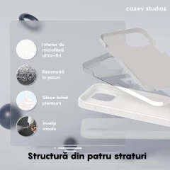 Husa iPhone 14 Casey Studios Premium Soft Silicone Alb