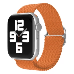 Curea Apple Watch 1/2/3/4/5/6/7/8/SE/Ultra - 42/44/45/49 MM Braided Loop Ajustabila Casey Studios, din Material Textil Casey Studios - Charcoal Hermes Orange 