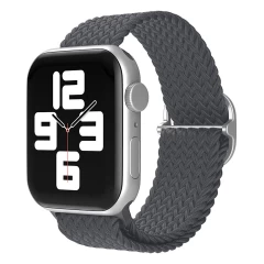Curea Apple Watch 1/2/3/4/5/6/7/8/SE/Ultra - 42/44/45/49 MM Braided Loop Ajustabila Casey Studios, din Material Textil Casey Studios - Charcoal Space Gray 
