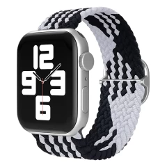 Curea Apple Watch 1/2/3/4/5/6/7/8/SE/Ultra - 42/44/45/49 MM Braided Loop Ajustabila Casey Studios, din Material Textil Casey Studios - Charcoal Black/white 