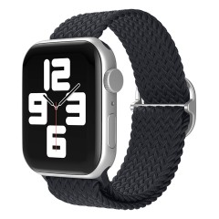 Curea Apple Watch 1/2/3/4/5/6/7/8/SE/Ultra - 38/40/42 MM Braided Loop Ajustabila Casey Studios, din Material Textil - Charcoal