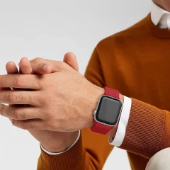 Curea Apple Watch 1/2/3/4/5/6/7/8/SE/Ultra - 38/40/42 MM Braided Loop Ajustabila Casey Studios, din Material Textil - Red Red