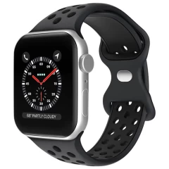 Curea Apple Watch 1/2/3/4/5/6/7/8/SE/Ultra - 42/44/45/49 MM Silicone Sport Loop Casey Studios, din Silicon, cu Perforatii Casey Studios - Black / Green Black 