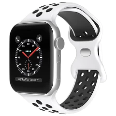 Curea Apple Watch 1/2/3/4/5/6/7/8/SE/Ultra - 42/44/45/49 MM Silicone Sport Loop Casey Studios, din Silicon, cu Perforatii Casey Studios - Black / Green White/black 