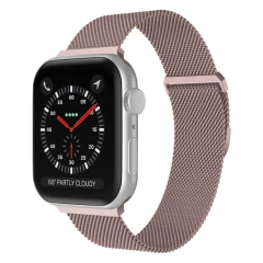 Curea Apple Watch 1/2/3/4/5/6/7/8/SE/Ultra - 42/44/45/49 MM Milanese Dual Loop Casey Studios, Metalica Casey Studios - Dark Gray Rose Pink 