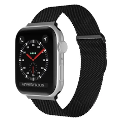 Curea Apple Watch 1/2/3/4/5/6/7/8/SE/Ultra - 42/44/45/49 MM Milanese Dual Loop Casey Studios, Metalica Casey Studios - Dark Gray Black 