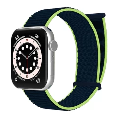 Curea Apple Watch 1/2/3/4/5/6/7/8/SE/Ultra 42/44/45/49 MM Nylon Sport Loop Casey Studios, din Material Textil Casey Studios - Bright Sunny Blue Lime 