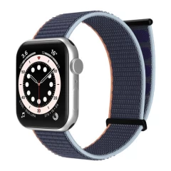 Curea Apple Watch 1/2/3/4/5/6/7/8/SE/Ultra 42/44/45/49 MM Nylon Sport Loop Casey Studios, din Material Textil Casey Studios - Bright Sunny Dark Navy Blue 