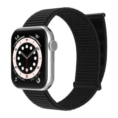 Curea Apple Watch 1/2/3/4/5/6/7/8/SE - 38/40/41 MM Nylon Sport Loop Casey Studios, din Material Textil Casey Studios - Ash Gray Black 