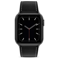 Curea Apple Watch 1/2/3/4/5/6/7/8/SE - 38/40/41 MM Premium din Piele Naturala Casey Studios Casey Studios - Negru Negru | Alb