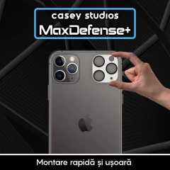 Set 2x Folie Sticla Camera MaxDefense+ compatibila cu iPhone 11 Pro Max / 11 Pro Casey Studios Transparent