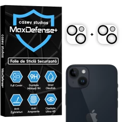 Set 2x Folie Sticla Camera MaxDefense+ compatibila cu iPhone 13 / 13 Mini Casey Studios Transparent