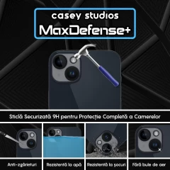 Set 2x Folie Sticla Camera MaxDefense+ compatibila cu iPhone 13 / 13 Mini Casey Studios Transparent